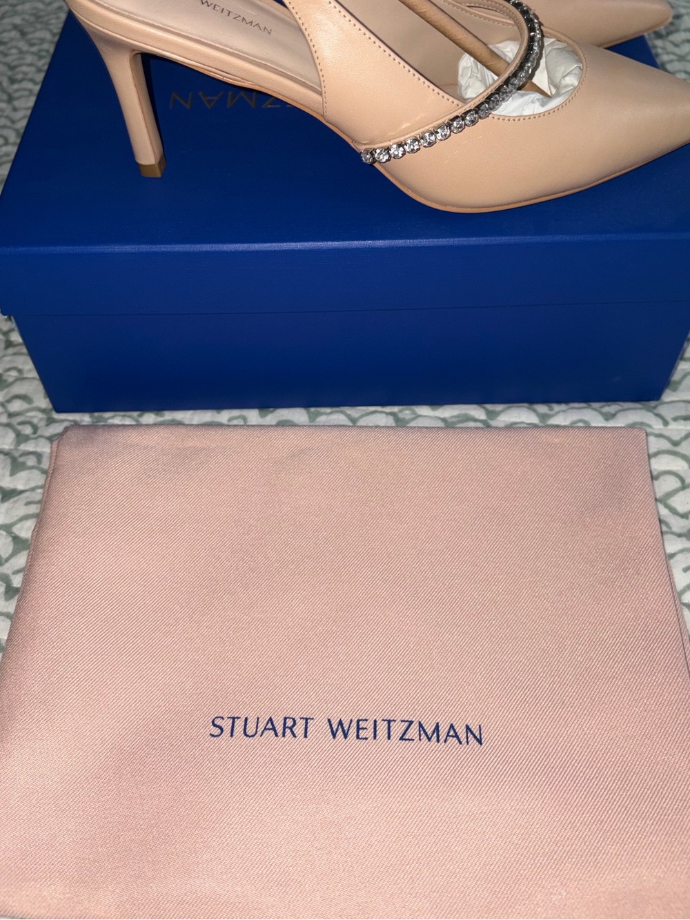 Stuart Weitzman Crystaline 75 Slingback Pumps in Golden Beige - Picture 2 of 4